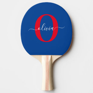 Raquete De Ping Pong Nome do Script Monograma Personalizado Vermelho Br