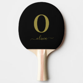 Raquete De Ping Pong Nome do Script Monograma Preto Personalizado E Dou