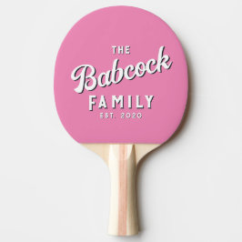 Raquete De Ping Pong Nome e Ano de Família Clássico Rosa Retro