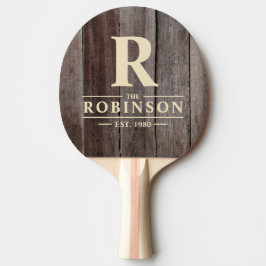Raquete De Ping Pong Nome e Inicial da Família Vintage Planks
