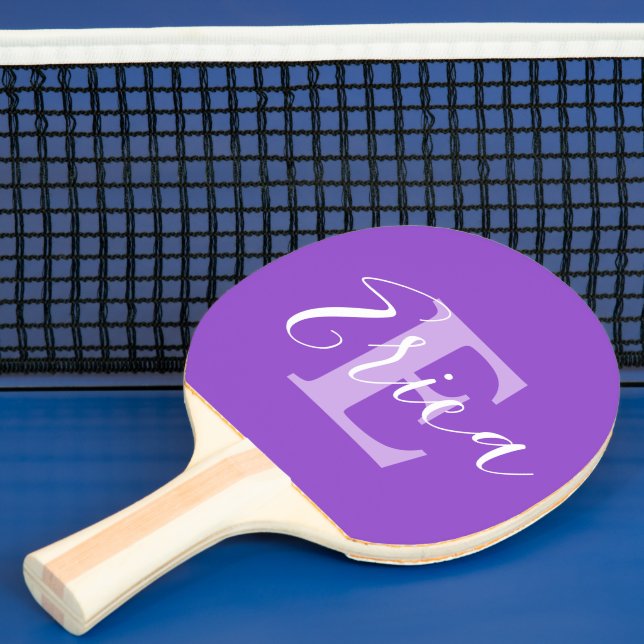 Raquete De Ping Pong Nome e monograma E púrpura personalizada (Insitu)