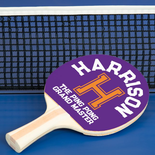 Raquete De Ping Pong Nome e slogan do monograma personalizado em laranj (Insitu)