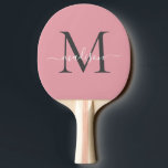 Raquete De Ping Pong Nome Elegante do Script Elegante de Monograma de C<br><div class="desc">Cinza Cor-de-Rosa Escamuflada Moderna Monograma Nome de Script Elegante Ping Pong Paddle</div>