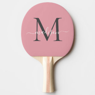 Raquete De Ping Pong Nome Elegante do Script Elegante de Monograma de C