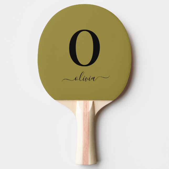 Raquete De Ping Pong Nome em Letra Cursiva com Monograma Personalizado  (Frente)