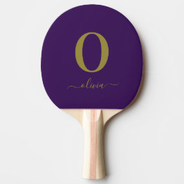 Raquete De Ping Pong Nome em Letra Cursiva Monograma Personalizado Roxo