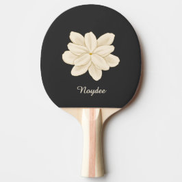 Raquete De Ping Pong Nome Flor de Jasmim Branco em Preto