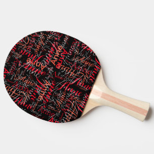 Raquete De Ping Pong Nome gravado em vermelho em preto