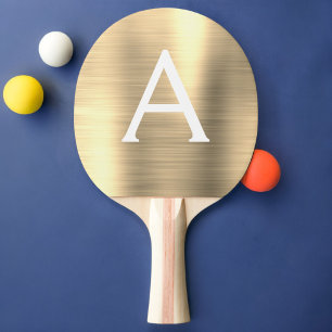 Raquete De Ping Pong Nome inicial do Monograma de Folha Metálica Doura