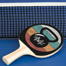 Raquete De Ping Pong Nome inicial do monograma personalizado da Vintage