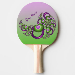 Raquete De Ping Pong Nome moderno do Fractal dos corações verdes