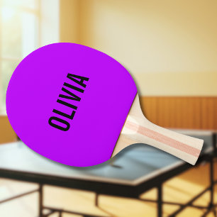 Raquete De Ping Pong Nome Moderno Neon Purple Tendência minimalista