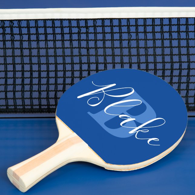 Raquete De Ping Pong Nome monograma letra B azul Blake personalizado (Insitu)