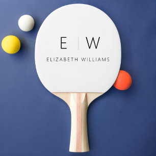 Raquete De Ping Pong Nome Monograma Minimalista Moderno Elegante Clássi