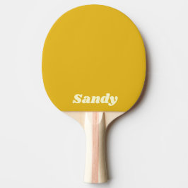 Raquete De Ping Pong Nome monograma moderno amarelo e branco