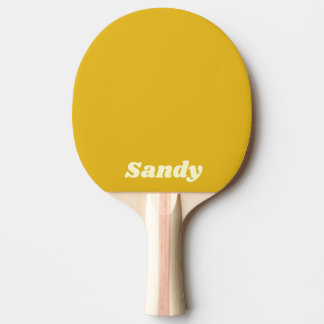 Raquete De Ping Pong Nome monograma moderno amarelo e branco