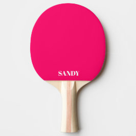 Raquete De Ping Pong Nome monograma moderno fuchsia e branco