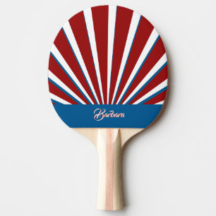 Raquete De Ping Pong Nome Personalizado Azul Branco Brilhante Azul