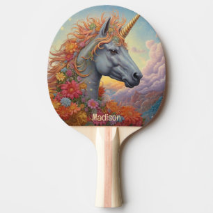 Raquete De Ping Pong Nome Personalizado Belo Unicórnio