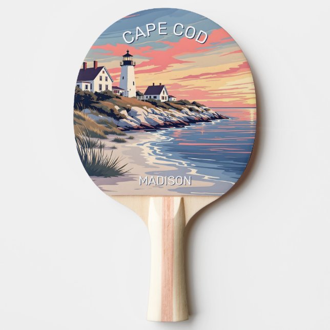 Raquete De Ping Pong Nome personalizado Cape Cod Massachusetts (Frente)