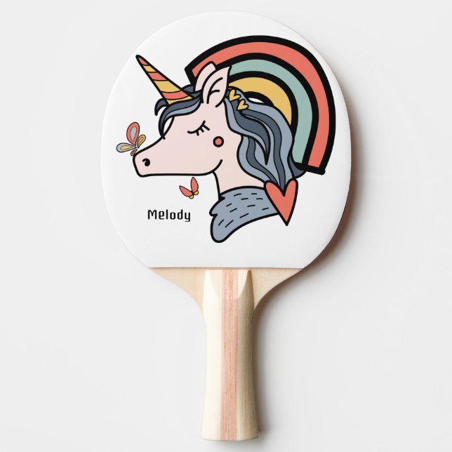 Raquete De Ping Pong Nome Personalizado da Borboleta Unicórnica Escandi (Frente)