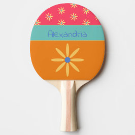 Raquete De Ping Pong Nome Personalizado da Flor Retroativa