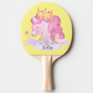 Raquete De Ping Pong Nome Personalizado da Princesa 👑 Cute Unicorn
