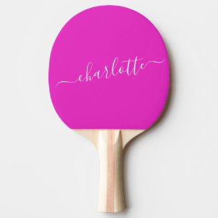Raquete De Ping Pong Nome Personalizado de Letra Cor-de-Rosa Vibrante