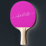 Raquete De Ping Pong Nome Personalizado de Script Rosa Quente Vibrante<br><div class="desc">Paddle Pong Personalizado com Nome de Script Rosa Quente Vibrante</div>