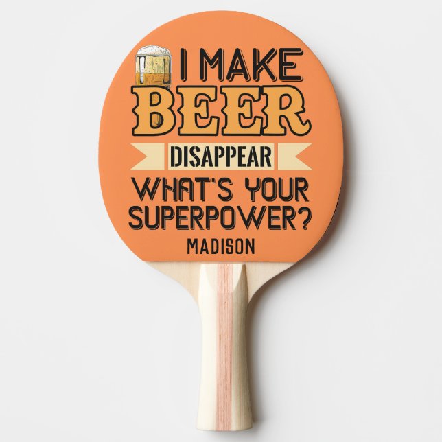 Raquete De Ping Pong Nome personalizado de Superpotência de Cerveja (Frente)