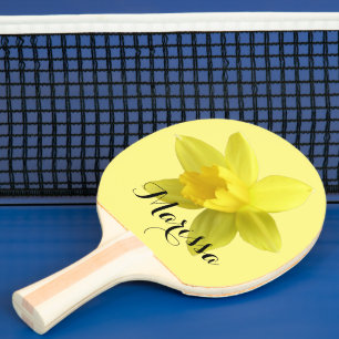 Raquete De Ping Pong Nome Personalizado do Daffodil Bloom Amarelo