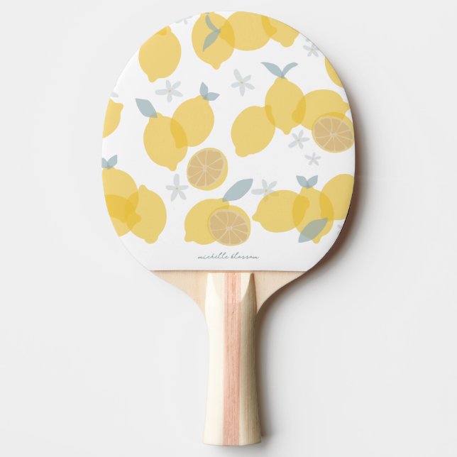 Raquete De Ping Pong Nome Personalizado do Padrão Moderno Pastel Citrus (Frente)