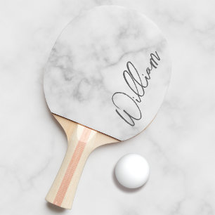 Raquete De Ping Pong Nome Personalizado do Script Moderno do Marble Bra