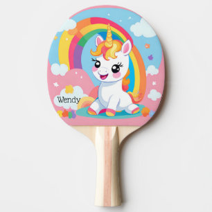 Raquete De Ping Pong Nome Personalizado do Unicórnio Arco-Íris Bonito d