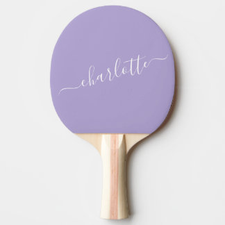 Raquete De Ping Pong Nome Personalizado em Letra de Forma Lilás Lavanda