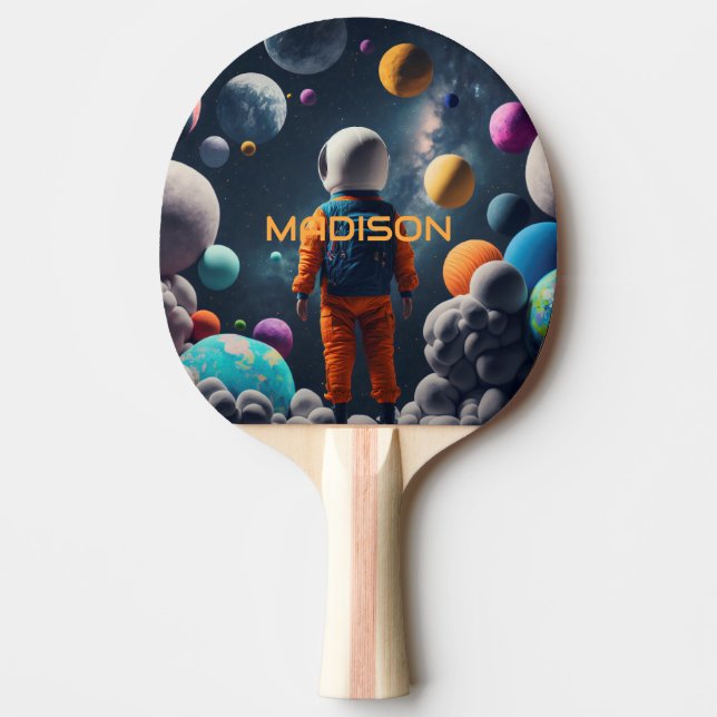 Raquete De Ping Pong Nome Personalizado Fantasy Space Kid (Frente)