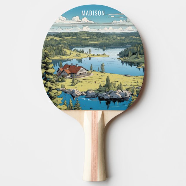 Raquete De Ping Pong Nome Personalizado Finlandia Ilustração Natureza (Frente)