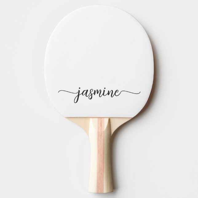 Raquete De Ping Pong Nome Personalizado Moderno em Branco Script de Ass (Frente)