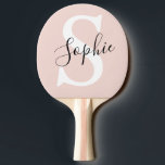 Raquete De Ping Pong Nome Personalizado Moderno Monograma Pastel Rosa<br><div class="desc">Nome Personalizado Moderno Monograma Pastel Rosa</div>