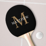 Raquete De Ping Pong Nome Personalizado Monograma Preto<br><div class="desc">Crie o seu próprio pá-pingue-pongue preto redondo personalizado com o seu nome e monograma personalizados.</div>