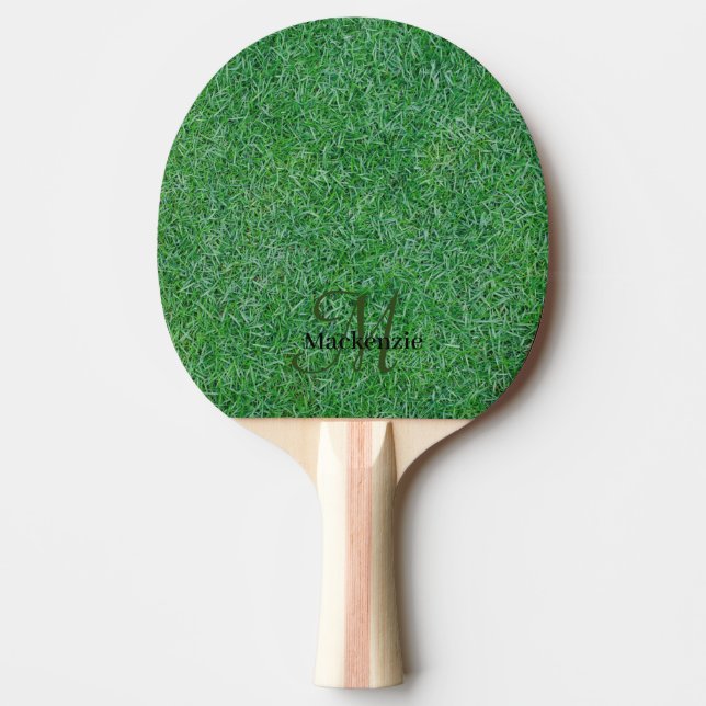 Raquete De Ping Pong Nome Personalizado Monograma Zen Green Grass Natur (Frente)