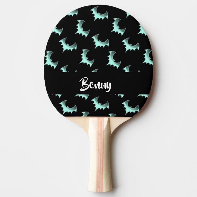 Raquete De Ping Pong Nome personalizado morcegos azuis (Frente)