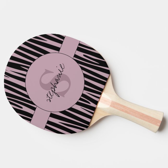 Raquete De Ping Pong Nome Personalizado Padrão de stripes Zebra Monogra (Lateral)