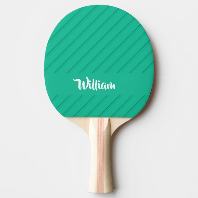 Raquete De Ping Pong Nome personalizado plástico diagonal verde texturi (Frente)