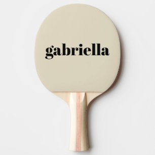 Raquete De Ping Pong Nome Personalizado Tipografia Negrito Preto e Bege