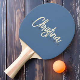 Raquete De Ping Pong Nome Pintado Azul Capri Moderno de Meados do Sécul
