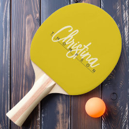 Raquete De Ping Pong Nome Pintado em Limão Escuro Estilo Moderno de Mea