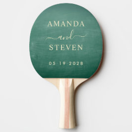 Raquete De Ping Pong Nomes de Casais com Lousa Verde no Casamento