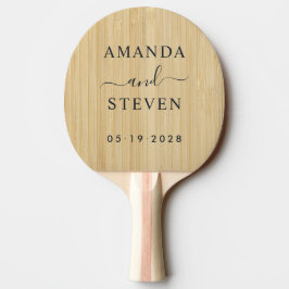 Raquete De Ping Pong Nomes de Casal Bambu Leve com Data de Casamento