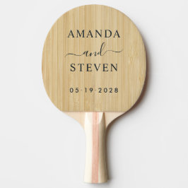Raquete De Ping Pong Nomes de Casal Bambu Leve com Data de Casamento